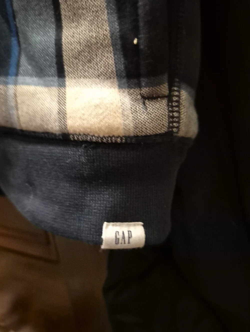 3T Baby Gap Cozy Plaid Sherpa-Lined Zip Hoodie - Navy & Cream